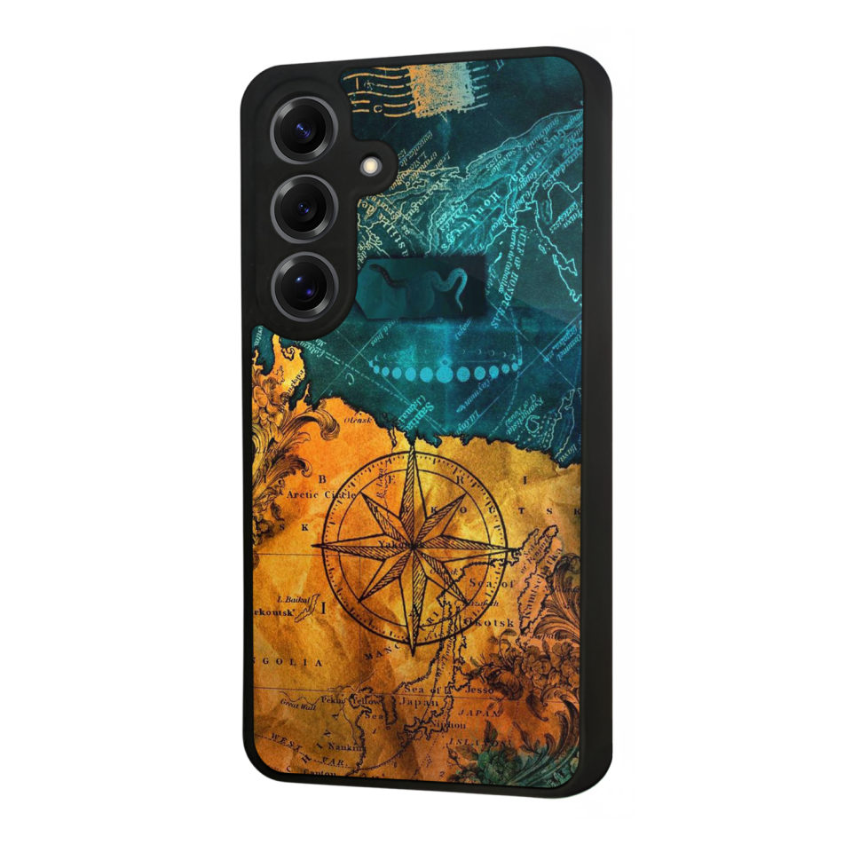 Samsung Galaxy S25 Uyumlu Harita Tasarımlı Glossy Premium Kılıf