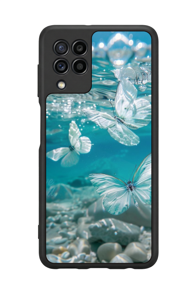 Samsung Galaxy M22 Uyumlu Kelebek Tasarımlı Glossy Premium Kılıf