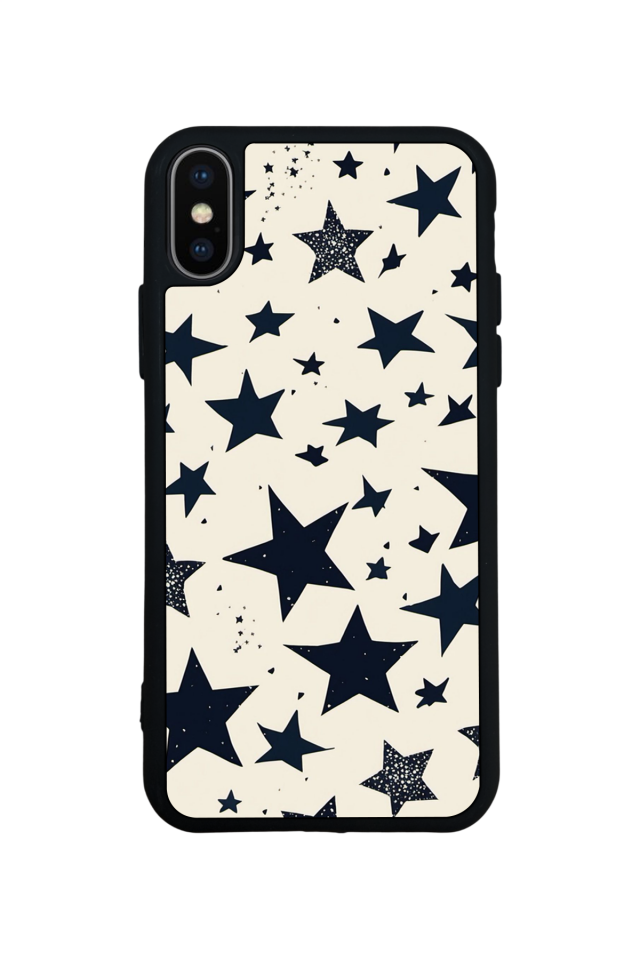 iPhone X/ XS Uyumlu Retro Yildizlar Tasarımlı Glossy Premium Kılıf