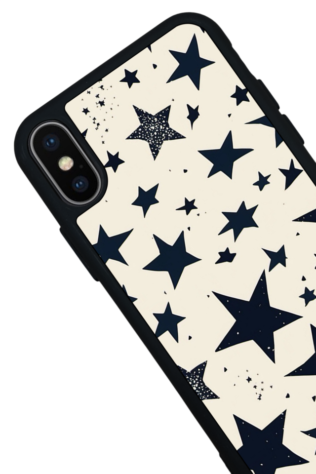 iPhone X/ XS Uyumlu Retro Yildizlar Tasarımlı Glossy Premium Kılıf