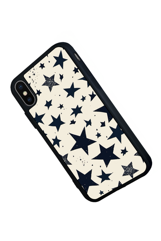iPhone X/ XS Uyumlu Retro Yildizlar Tasarımlı Glossy Premium Kılıf