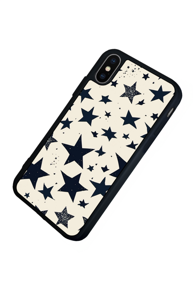 iPhone X/ XS Uyumlu Retro Yildizlar Tasarımlı Glossy Premium Kılıf