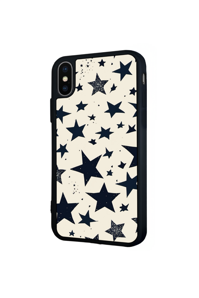 iPhone X/ XS Uyumlu Retro Yildizlar Tasarımlı Glossy Premium Kılıf