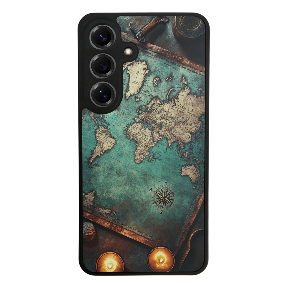 Samsung Galaxy S25 Uyumlu Harita Tasarımlı Glossy Premium Kılıf