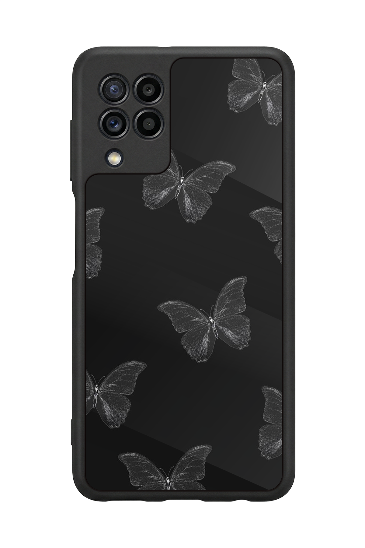 Samsung Galaxy M22 Uyumlu Kelebek Tasarımlı Glossy Premium Kılıf