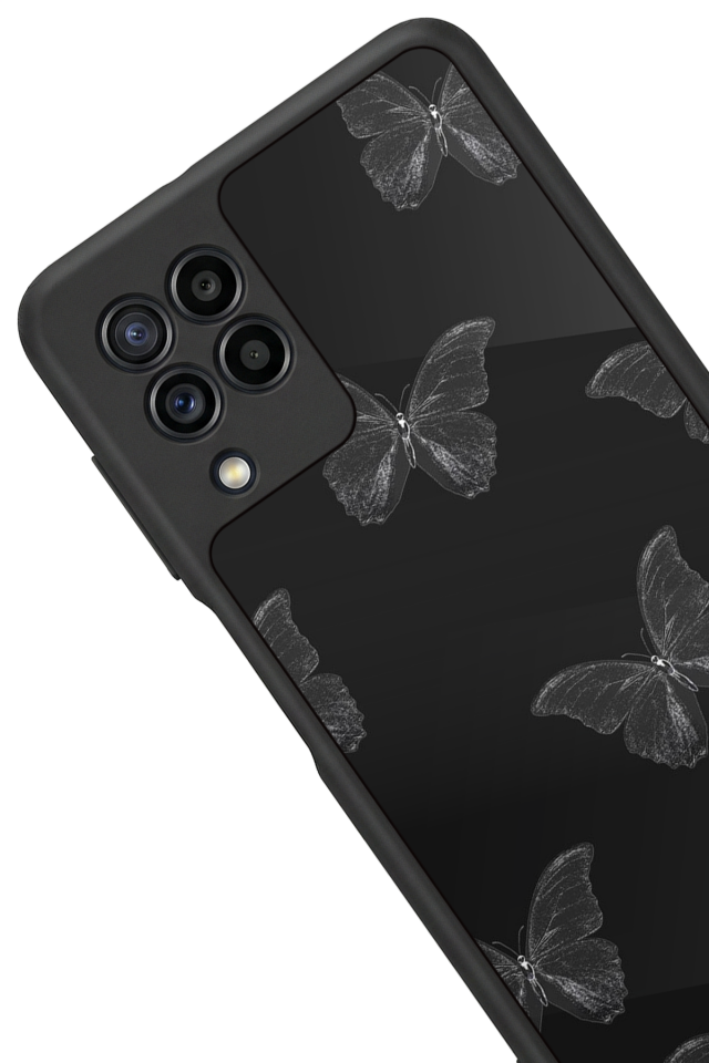 Samsung Galaxy M22 Uyumlu Kelebek Tasarımlı Glossy Premium Kılıf