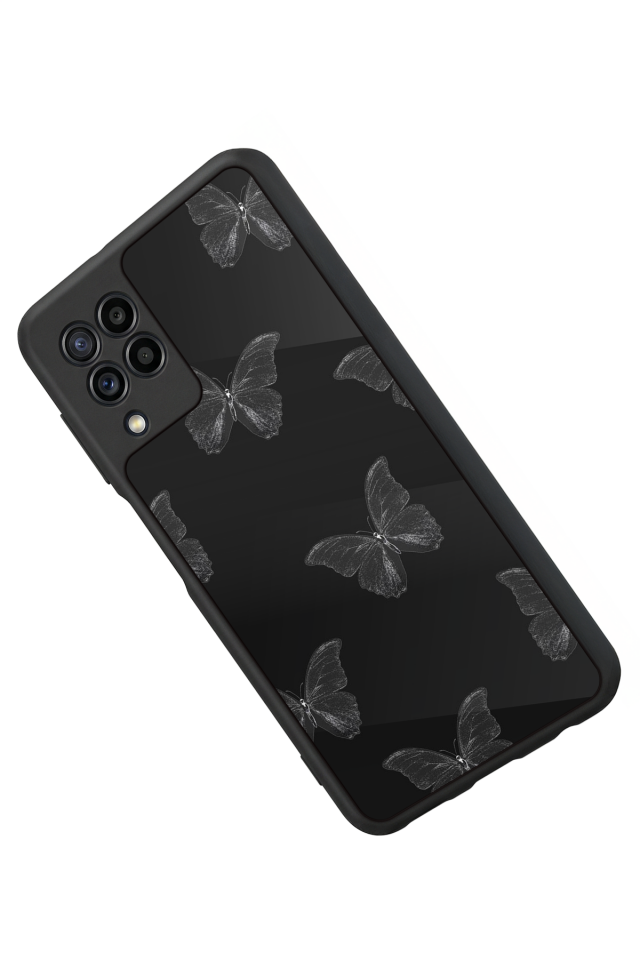 Samsung Galaxy M22 Uyumlu Kelebek Tasarımlı Glossy Premium Kılıf
