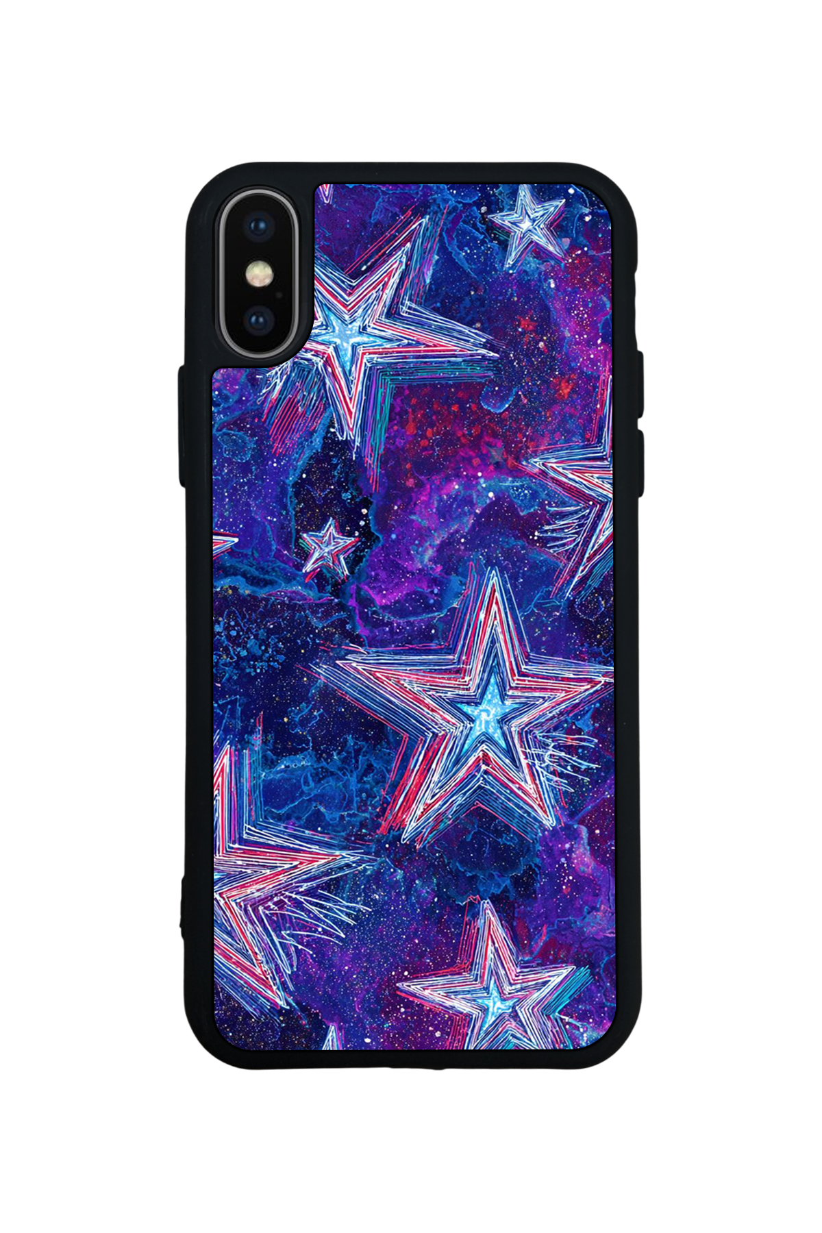 iPhone X/ XS Uyumlu Retro Yildizlar Tasarımlı Glossy Premium Kılıf