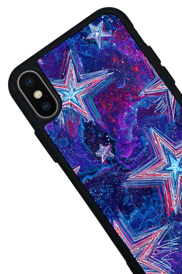 iPhone X/ XS Uyumlu Retro Yildizlar Tasarımlı Glossy Premium Kılıf