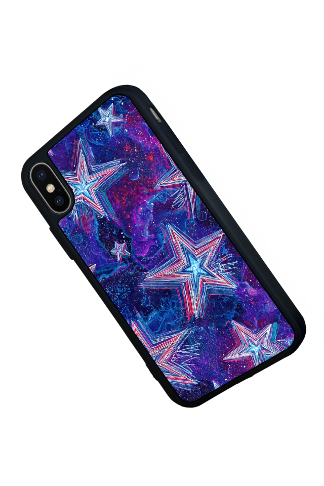 iPhone X/ XS Uyumlu Retro Yildizlar Tasarımlı Glossy Premium Kılıf