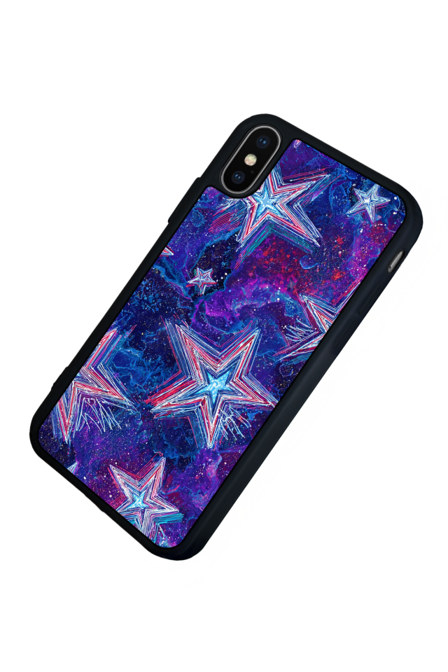 iPhone X/ XS Uyumlu Retro Yildizlar Tasarımlı Glossy Premium Kılıf
