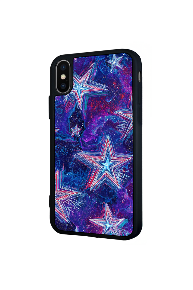 iPhone X/ XS Uyumlu Retro Yildizlar Tasarımlı Glossy Premium Kılıf