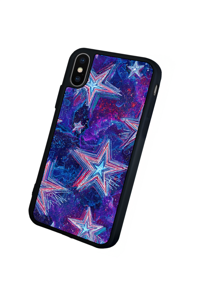 iPhone X/ XS Uyumlu Retro Yildizlar Tasarımlı Glossy Premium Kılıf