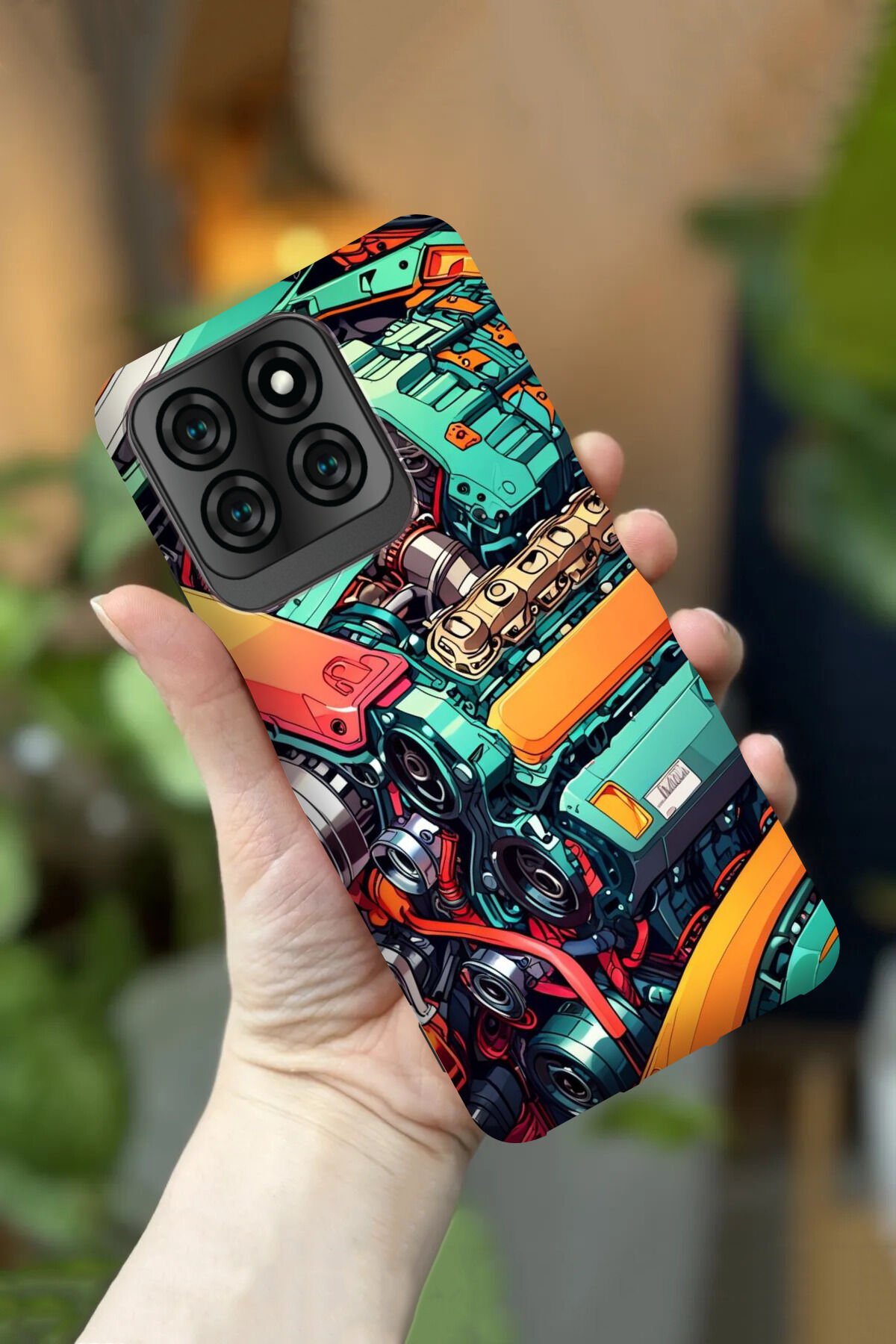 Reeder S71 Uyumlu Kamera Korumalı Renkli Mekanik Motor Desenli HD Baskılı Silikon Kılıf