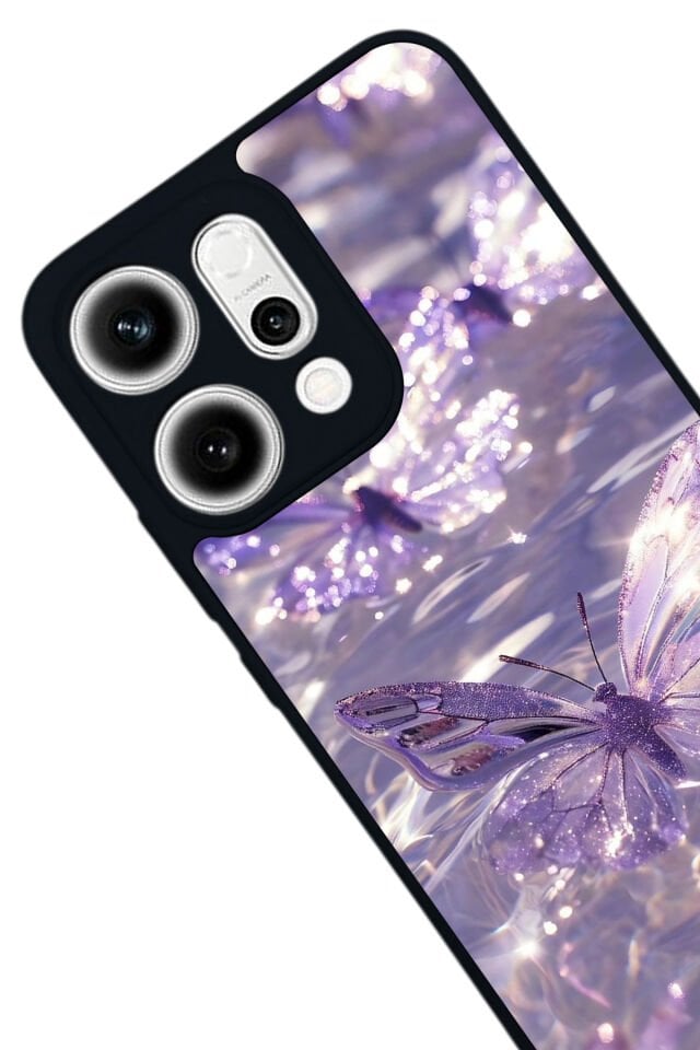 Oppo Reno 14 Uyumlu Kelebek Tasarımlı Glossy Premium Kılıf
