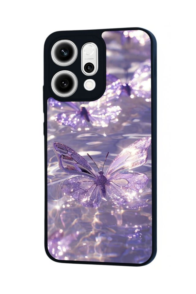 Oppo Reno 14 Uyumlu Kelebek Tasarımlı Glossy Premium Kılıf