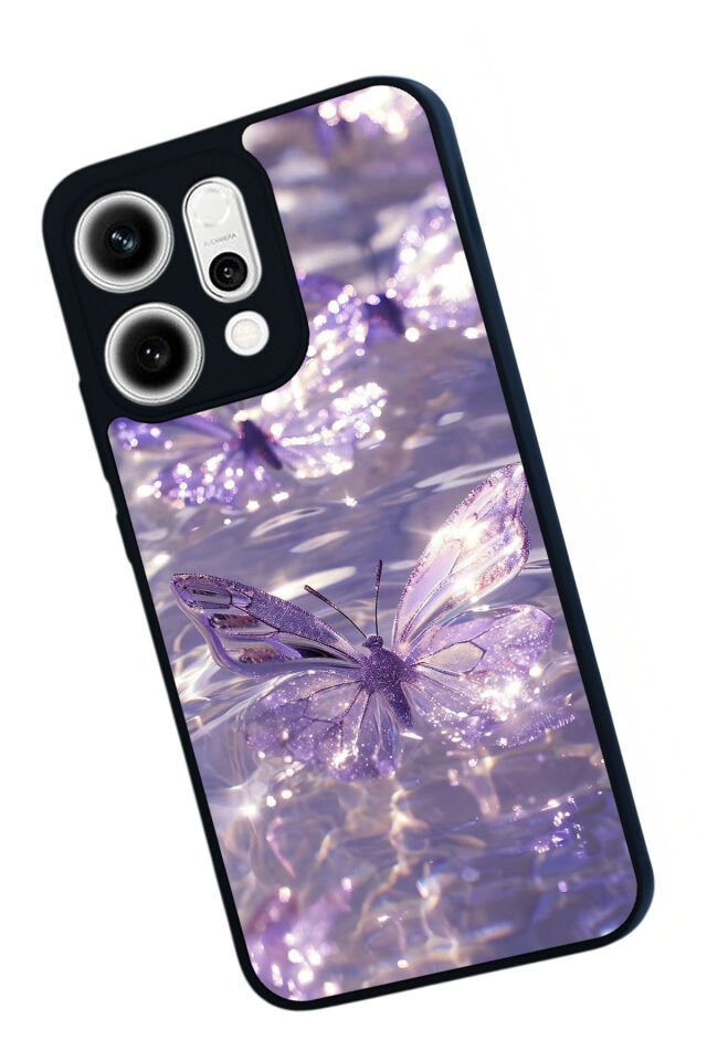 Oppo Reno 14 Uyumlu Kelebek Tasarımlı Glossy Premium Kılıf