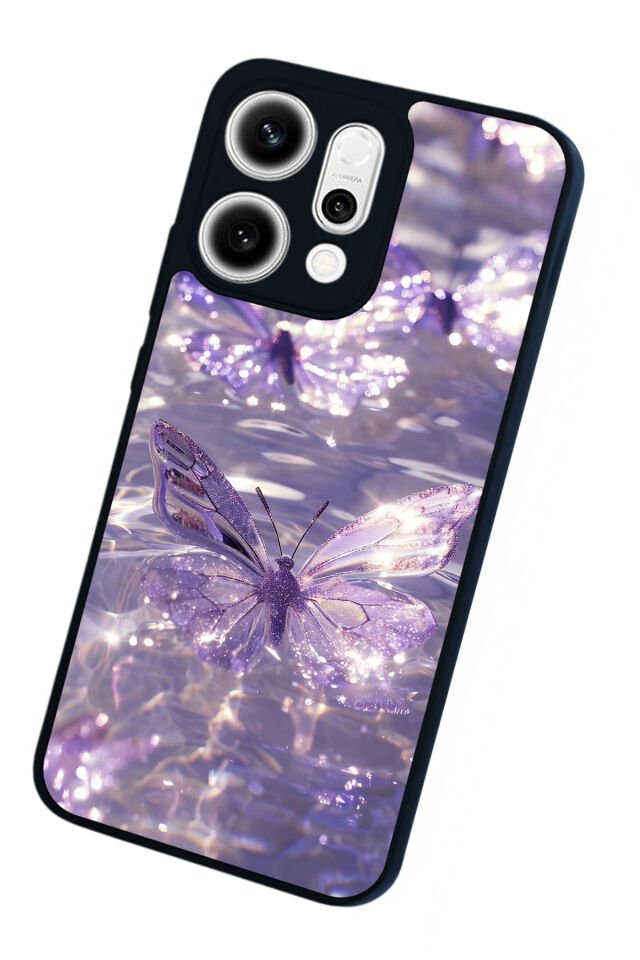 Oppo Reno 14 Uyumlu Kelebek Tasarımlı Glossy Premium Kılıf