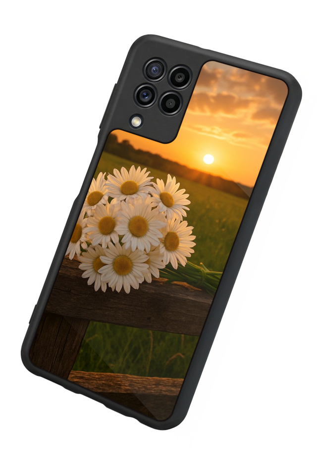 Samsung Galaxy M32 Uyumlu Cicek Tasarımlı Glossy Premium Kılıf