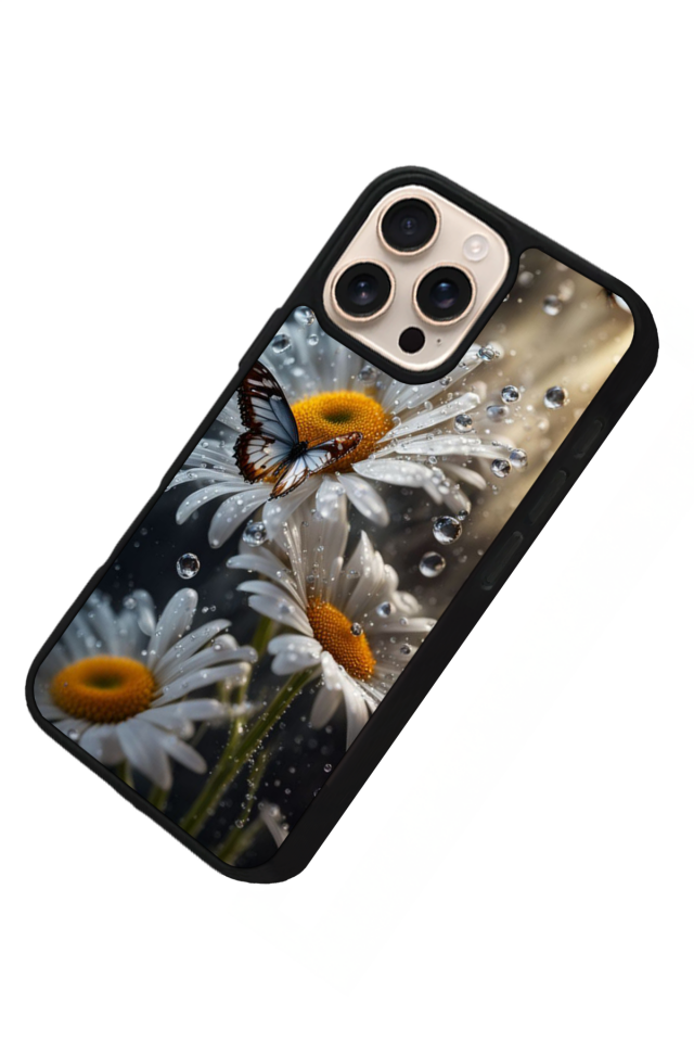 iPhone 15 Pro Max Uyumlu Cicek Tasarımlı Glossy Premium Kılıf