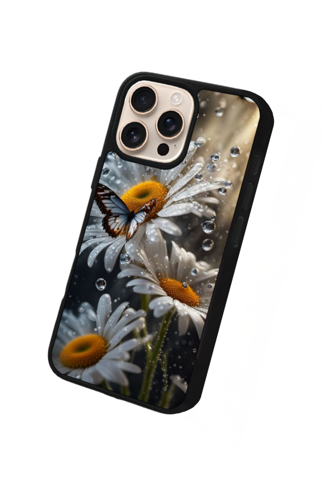 iPhone 15 Pro Max Uyumlu Cicek Tasarımlı Glossy Premium Kılıf