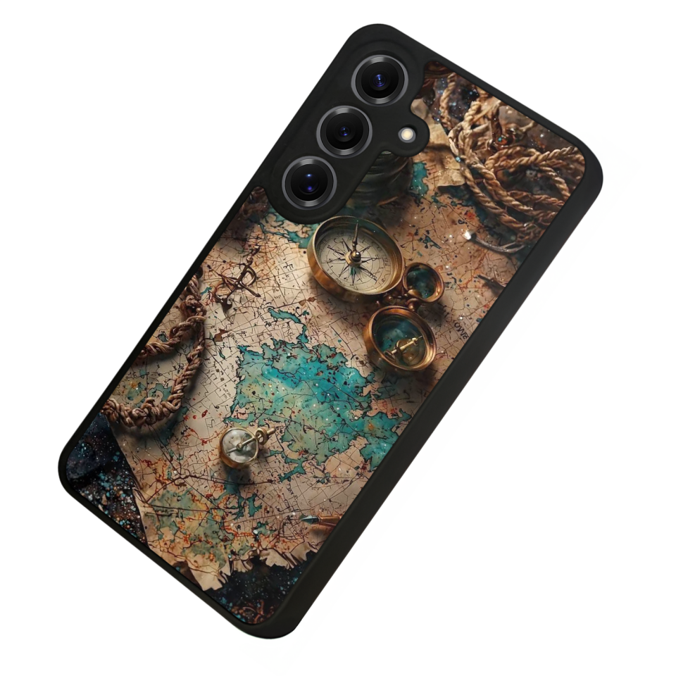 Samsung Galaxy S25 Uyumlu Harita Tasarımlı Glossy Premium Kılıf