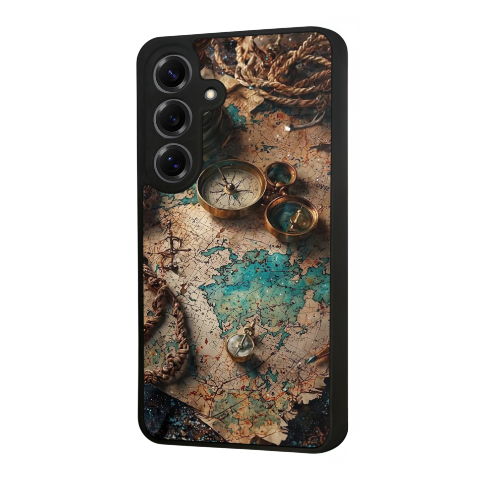 Samsung Galaxy S25 Uyumlu Harita Tasarımlı Glossy Premium Kılıf