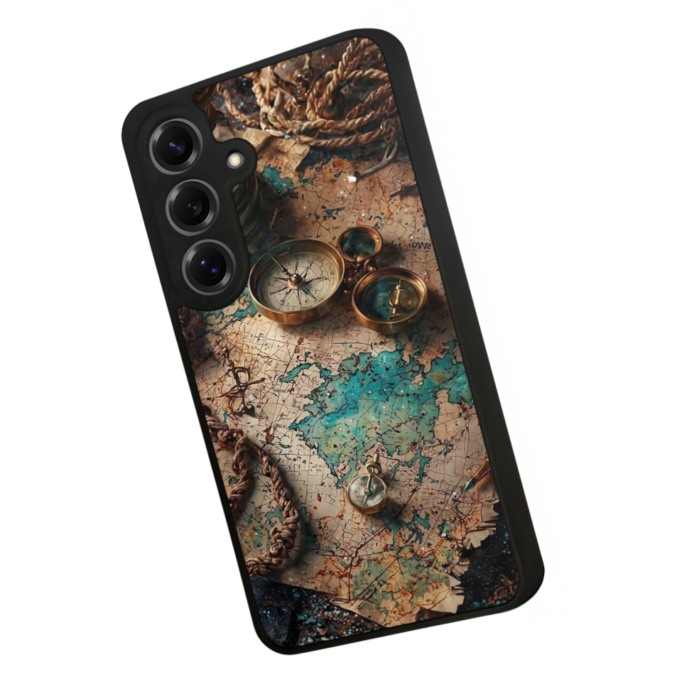 Samsung Galaxy S25 Uyumlu Harita Tasarımlı Glossy Premium Kılıf