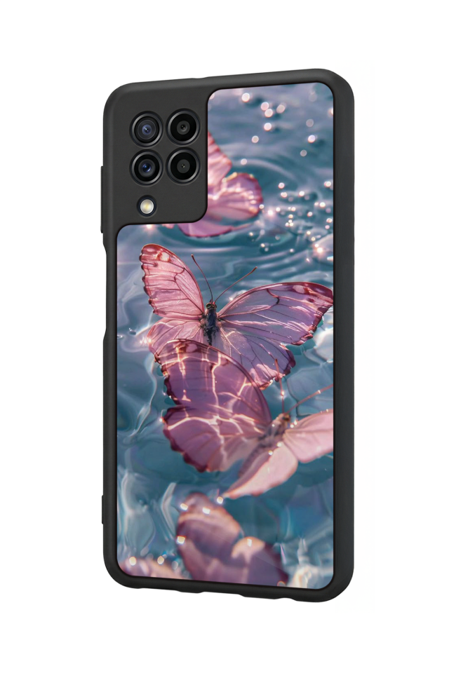 Samsung Galaxy M22 Uyumlu Kelebek Tasarımlı Glossy Premium Kılıf