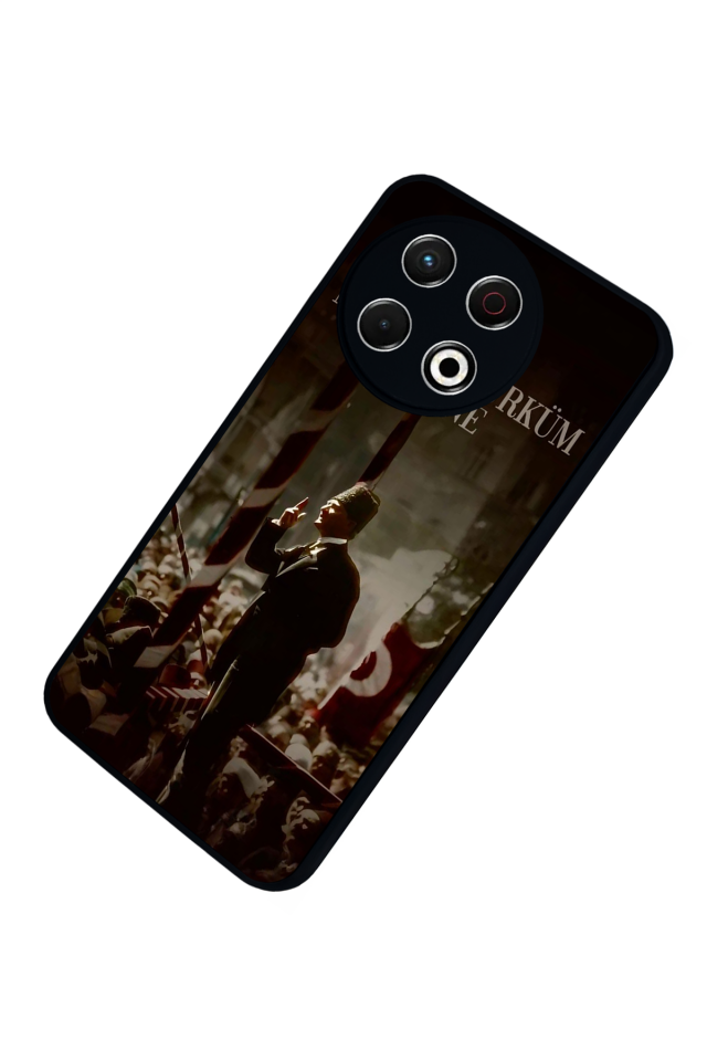 Tecno Spark 30 Pro Uyumlu Mustafa Kemal Ataturk Tasarımlı Glossy Premium Kılıf