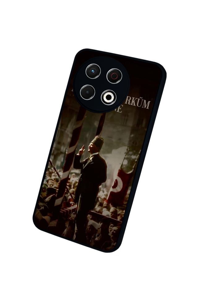 Tecno Spark 30 Pro Uyumlu Mustafa Kemal Ataturk Tasarımlı Glossy Premium Kılıf