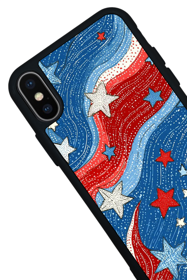 iPhone X/ XS Uyumlu Retro Yildizlar Tasarımlı Glossy Premium Kılıf