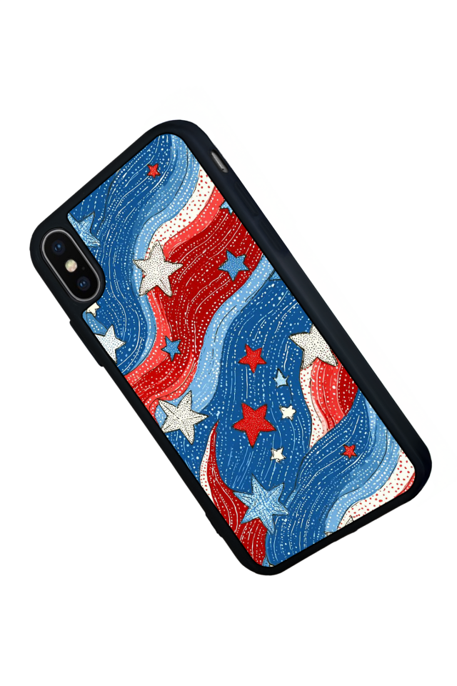 iPhone X/ XS Uyumlu Retro Yildizlar Tasarımlı Glossy Premium Kılıf