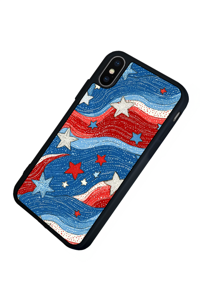 iPhone X/ XS Uyumlu Retro Yildizlar Tasarımlı Glossy Premium Kılıf