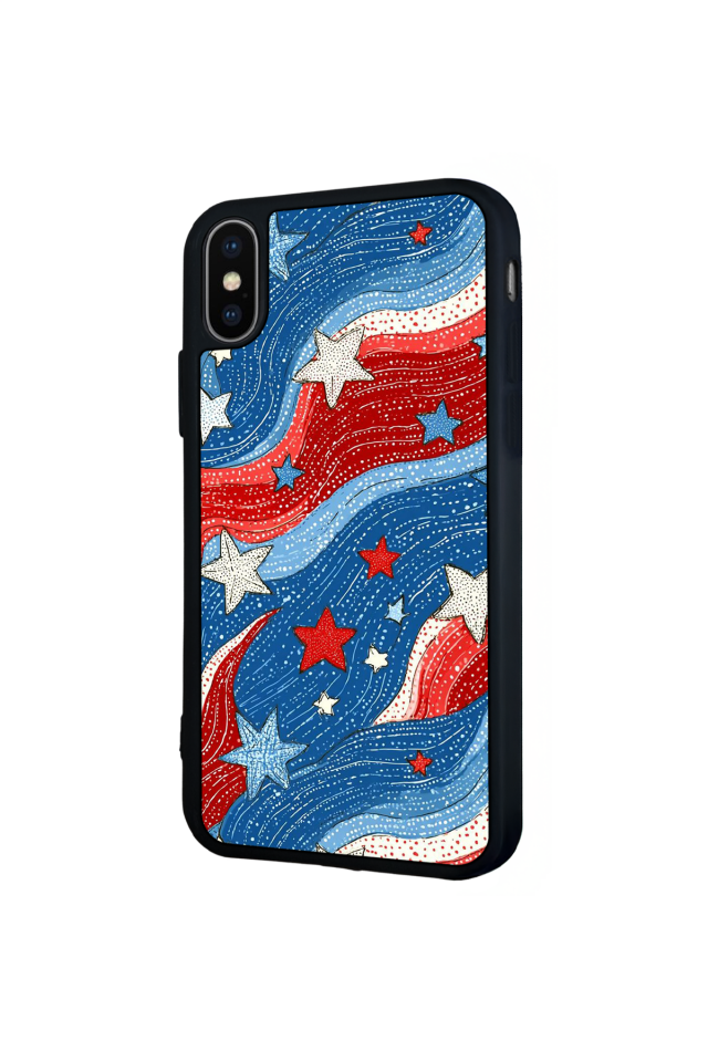 iPhone X/ XS Uyumlu Retro Yildizlar Tasarımlı Glossy Premium Kılıf