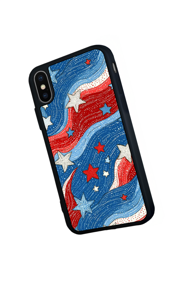 iPhone X/ XS Uyumlu Retro Yildizlar Tasarımlı Glossy Premium Kılıf