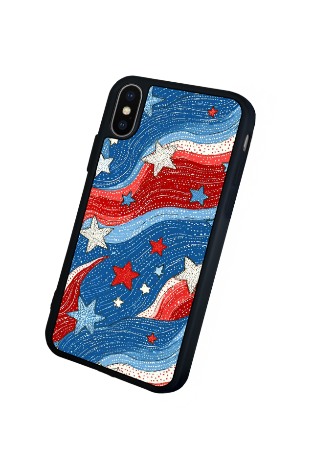 iPhone X/ XS Uyumlu Retro Yildizlar Tasarımlı Glossy Premium Kılıf