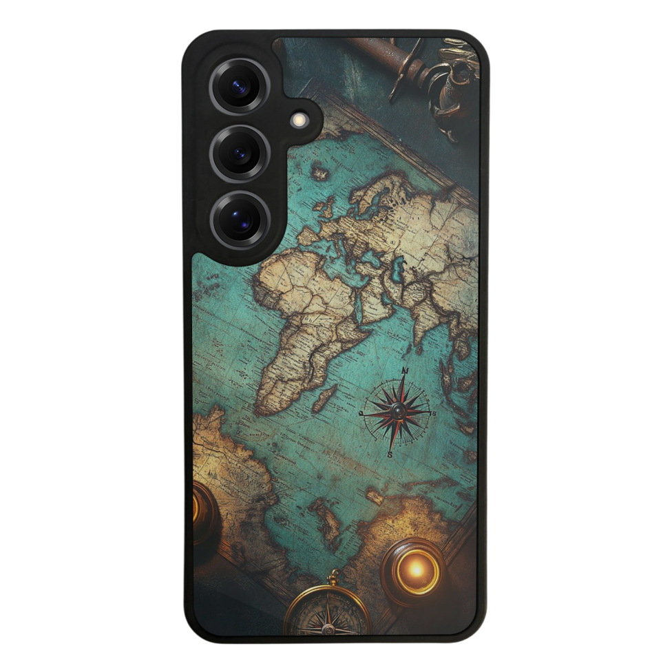 Samsung Galaxy S25 Uyumlu Harita Tasarımlı Glossy Premium Kılıf