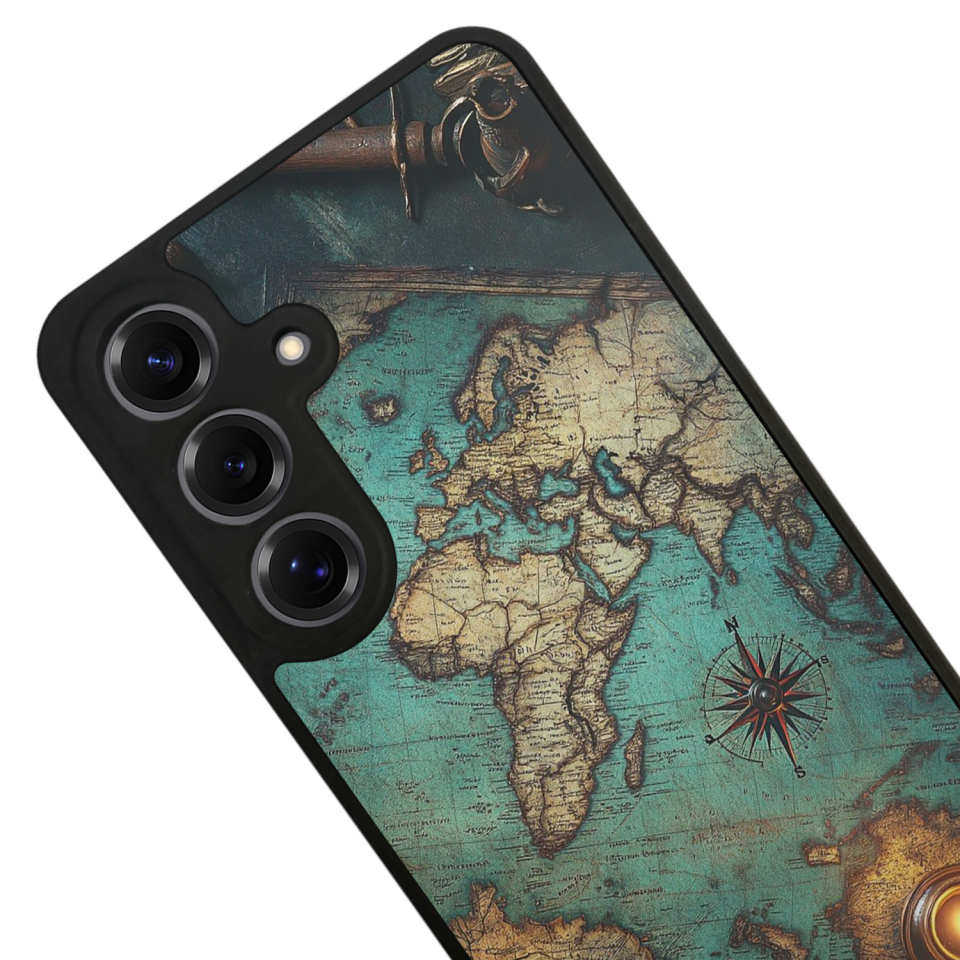 Samsung Galaxy S25 Uyumlu Harita Tasarımlı Glossy Premium Kılıf