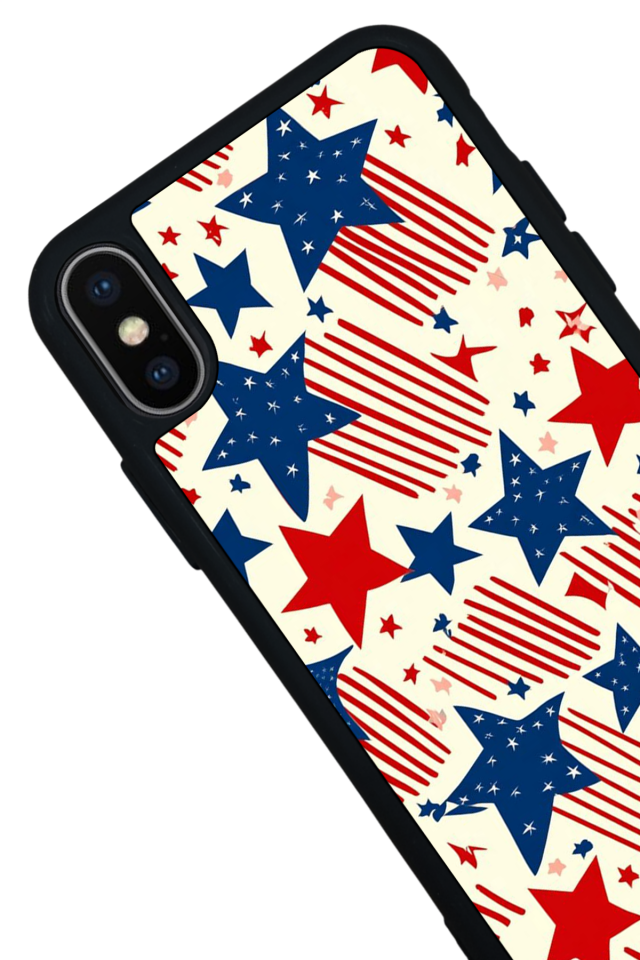 iPhone X/ XS Uyumlu Retro Yildizlar Tasarımlı Glossy Premium Kılıf