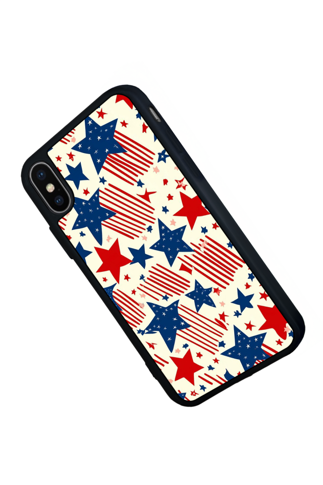 iPhone X/ XS Uyumlu Retro Yildizlar Tasarımlı Glossy Premium Kılıf