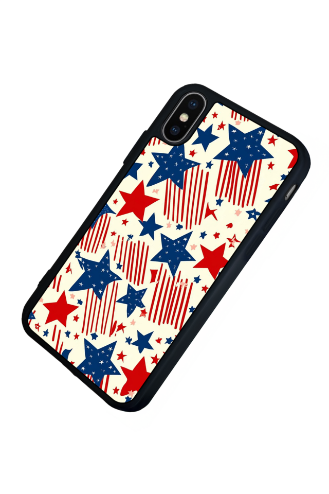 iPhone X/ XS Uyumlu Retro Yildizlar Tasarımlı Glossy Premium Kılıf