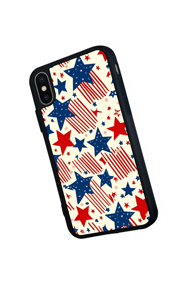 iPhone X/ XS Uyumlu Retro Yildizlar Tasarımlı Glossy Premium Kılıf