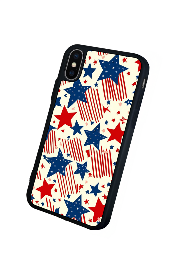 iPhone X/ XS Uyumlu Retro Yildizlar Tasarımlı Glossy Premium Kılıf