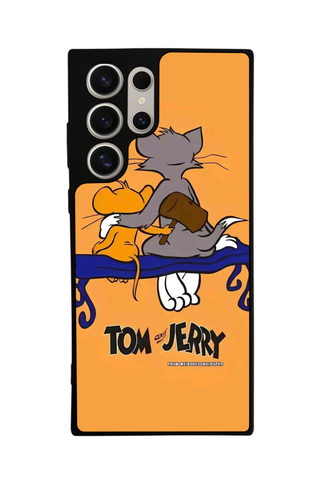 Samsung Galaxy S22 Ultra Uyumlu Tom And Jerry Tasarımlı Glossy Premium Kılıf
