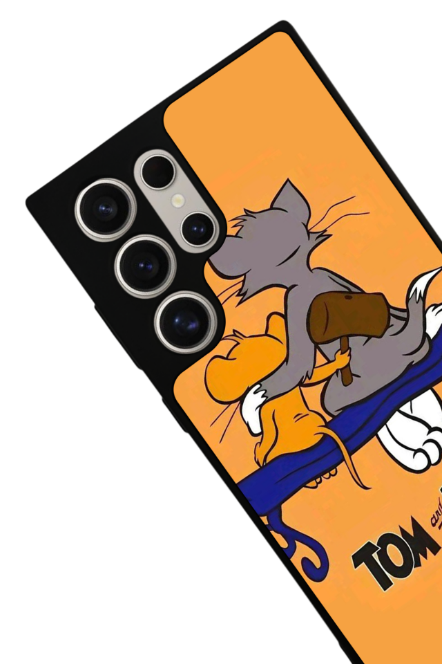 Samsung Galaxy S22 Ultra Uyumlu Tom And Jerry Tasarımlı Glossy Premium Kılıf