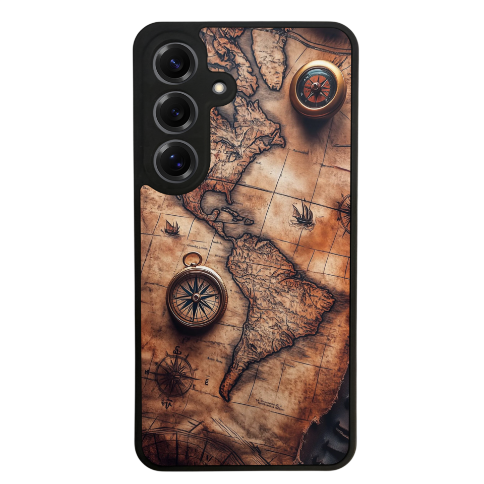 Samsung Galaxy S25 Uyumlu Harita Tasarımlı Glossy Premium Kılıf