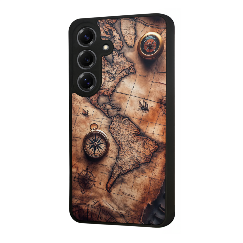 Samsung Galaxy S25 Uyumlu Harita Tasarımlı Glossy Premium Kılıf