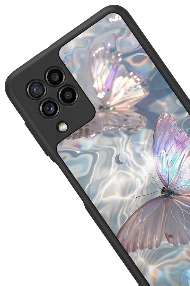 Samsung Galaxy M22 Uyumlu Kelebek Tasarımlı Glossy Premium Kılıf