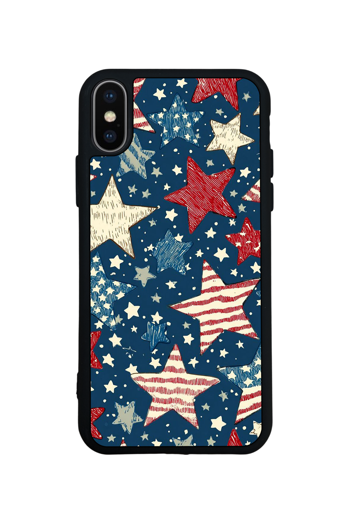 iPhone X/ XS Uyumlu Retro Yildizlar Tasarımlı Glossy Premium Kılıf